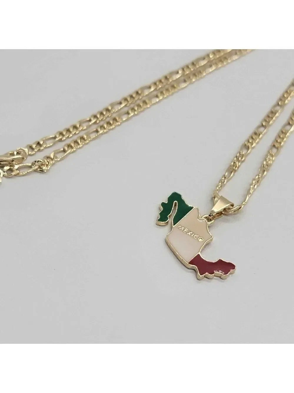 Brand New Brazilian 18k Gold Filled Mexican Flag Necklace